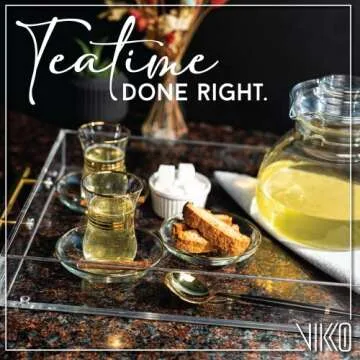 Vikko Turkish Tea Glass Set of 6 Elegant Cups & Saucers