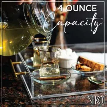 Vikko Turkish Tea Glass Set of 6 Elegant Cups & Saucers