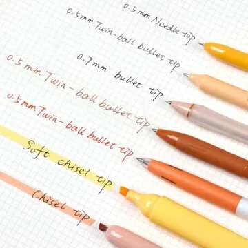 WRITECH Gel Pens Journaling Highlighters: Journal Set Aesthetic Assorted Pastel Color Ink 0.5mm Fine Point Retractable 0.7mm Black Pen Smooth Writing Drawing No Bleed 7ct (Orange)