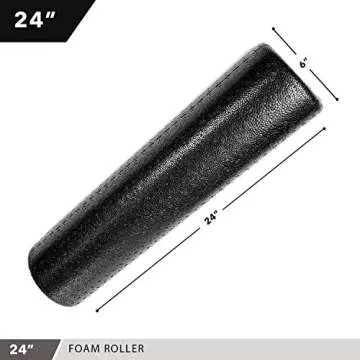 High Density Muscle Foam Rollers by Day 1 Fitness - Sports Massage Rollers for Stretching, Physical Therapy, Deep Tissue, Myofascial Release - Ideal for Exercise and Pain Relief - Solid Black, 24"