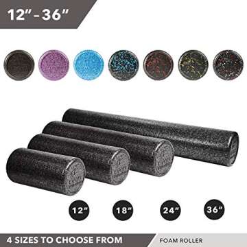 High Density Muscle Foam Rollers by Day 1 Fitness - Sports Massage Rollers for Stretching, Physical Therapy, Deep Tissue, Myofascial Release - Ideal for Exercise and Pain Relief - Solid Black, 24"