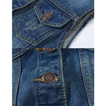 VIEWON Women's Casual Denim Waistcoat Frayed Sleeveless Ripped Jacket Vest with Pockets Denim L