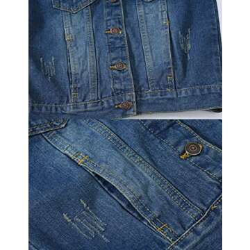 VIEWON Women's Casual Denim Waistcoat Frayed Sleeveless Ripped Jacket Vest with Pockets Denim L