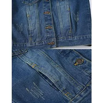 VIEWON Women's Casual Denim Waistcoat Frayed Sleeveless Ripped Jacket Vest with Pockets Denim L