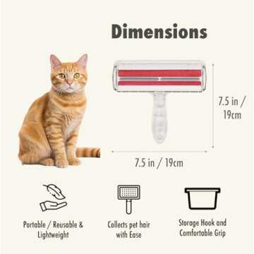 Purstine Roller Pet Hair Remover and Reusable Lint Roller - Cat and Dog Hair Remover for Furniture, ...
