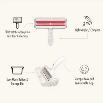 Purstine Roller Pet Hair Remover and Reusable Lint Roller - Cat and Dog Hair Remover for Furniture, Carpet, Clothes, Bedding and Car Seats- Lightweight, Multi-Surface Fur Removal Tool (Red)