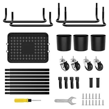 LEHOM 3-Tier Mobile Utility Cart with Hanging Cups & Hooks