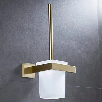 Toilet Brush with Holder Set in Brushed Gold - NEWRAIN