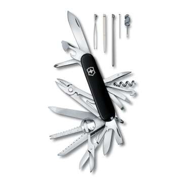 Victorinox Swiss Champ Swiss Army Knife, 33 Functions, Swiss Made Pocket Knife with Large Blade, Scr...