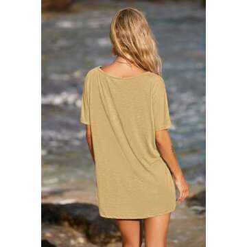Ekouaer Women's Swimsuit Beach Cover Up Short Sleeve Cover Ups for Swimwear Bathing Suit Coverups S-XXXL