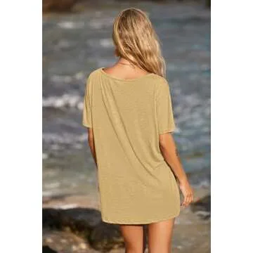 Ekouaer Women's Swimsuit Beach Cover Up Short Sleeve Cover Ups for Swimwear Bathing Suit Coverups S-XXXL