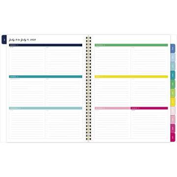 AT-A-GLANCE 2023-2024 Academic Planner, Simplified by Emily Ley, Weekly & Monthly, 8-1/2" x 11", Large, Monthly Tabs, Flexible Cover, Happy Stripe (EL10-905A)