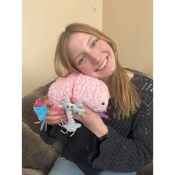 GIANTmicrobes Deluxe 9.5" Brain with Neuron Plush, Brain Toy, Brain Gifts for Neurologist, Brain Surgery Recovery Gifts, Neurology Gifts, Neuroscience Gifts, Brain Injury Gift, Biology Gift