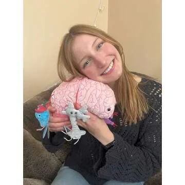 GIANTmicrobes Deluxe 9.5" Brain with Neuron Plush, Brain Toy, Brain Gifts for Neurologist, Brain Surgery Recovery Gifts, Neurology Gifts, Neuroscience Gifts, Brain Injury Gift, Biology Gift