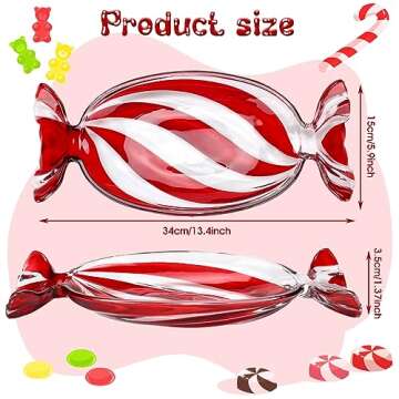 Uiifan 2 Pcs Christmas Peppermint Candy Tray Platter Christmas Crystal Glass Fruit Plates Serving De...