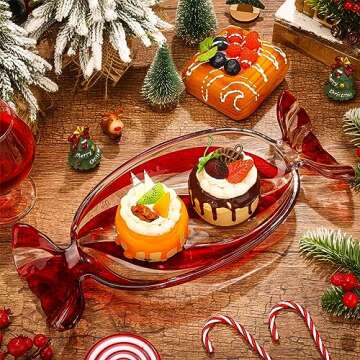 Uiifan Christmas Peppermint Candy Tray Set for Holidays