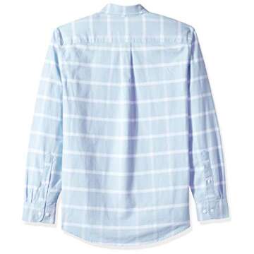 Amazon Essentials Men's Long Sleeve Shirts Casual - Regular-Fit Pocket Oxford, Blue, Windowpane, X-Large