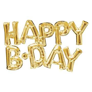 Amscan Gold "Happy B-day" Balloon Letters - 30" | 1 Set Of Letter Foil Balloons, Perfect Happy Birth...