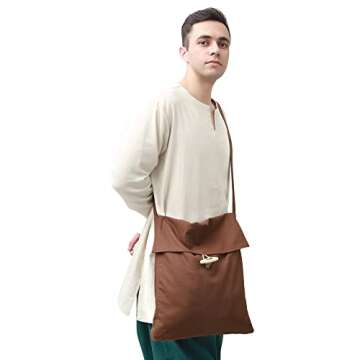 PROCOS Viking Canvas Shoulder Bag, Renaissance Medieval Small Pilgrim Pouch Bag