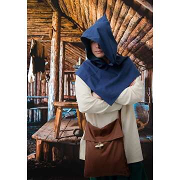 PROCOS Viking Canvas Shoulder Bag, Renaissance Medieval Small Pilgrim Pouch Bag