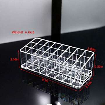 Lipstick Holder Organizer 24 Spaces Acrylic Clear Lipstick Makeup Organizer Storage Clear Case Displ...