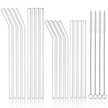 20 Pack Reusable Glass Straws for Smoothies and Cocktails