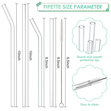 20 Pack Reusable Glass Straws for Smoothies and Cocktails