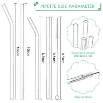 20 Pack Reusable Glass Straws for Smoothies and Cocktails