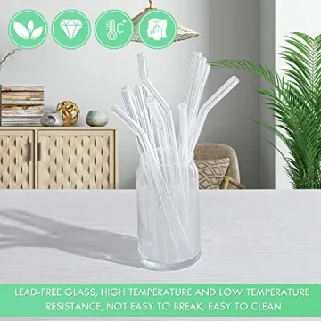 20 Pack Reusable Glass Straws for Smoothies and Cocktails
