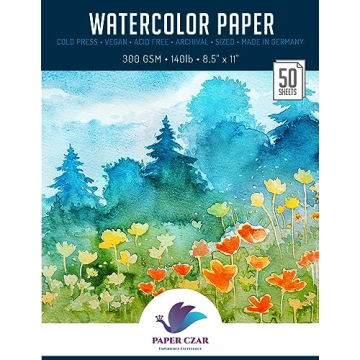 50 Sheets Watercolor Paper Cold Press 300GSM 8.5x11