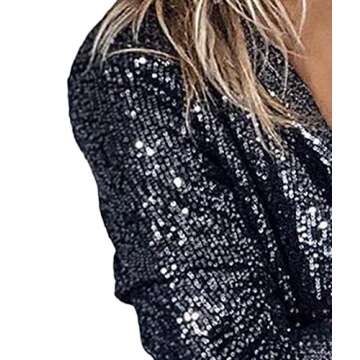 Dazzling SEMATOMALA Women's Sequin Open Front Blazer
