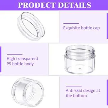 Boao 50 Pieces Empty Clear Plastic Pot Jars with Lids Round Sample Containers Mini Travel Jars for Storage of Ear Studs Ear Ring(30 ml/30g)