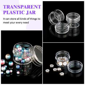 Boao 50 Pieces Empty Clear Plastic Pot Jars with Lids Round Sample Containers Mini Travel Jars for Storage of Ear Studs Ear Ring(30 ml/30g)