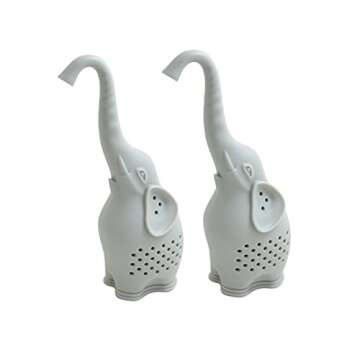 2pc Silicone Tea Infuser Creative Elephant Tea Strainer (Grey)