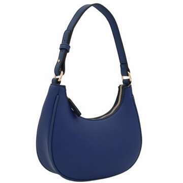 FashionPuzzle Chic Navy Small Crescent Shoulder Bag - Elegant & Functional