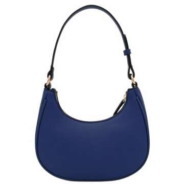 FashionPuzzle Navy Small Crescent Shoulder Bag for Women