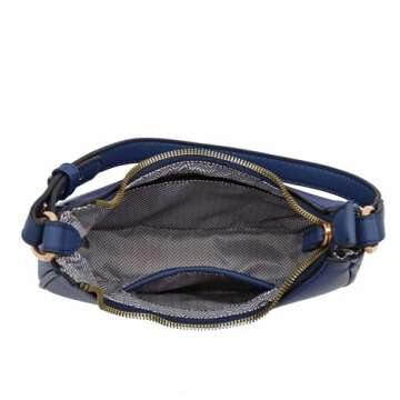 FashionPuzzle Navy Small Crescent Shoulder Bag for Women