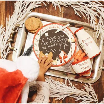 Child to Cherish Santa's Message Plate Set, Santa Cookie Plate, Santa Milk jar, and Reindeer Treat Bowl