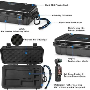 Lekufee Travel Waterproof Hard Case Compatible with DJI Osmo Pocket 3/Creator Combo/Power Expansion Combo/DJI Pocket 3 Video Camera/Vlogging Camera and Accessories(Case & Bag Only)