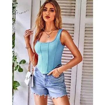VIDUSSA Sexy Square Neck Summer Tank Tops for Women