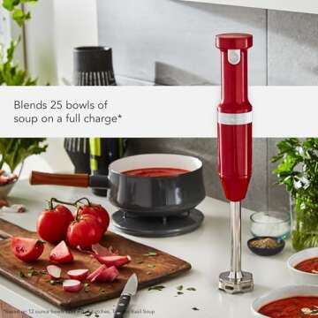 KitchenAid Cordless Variable Speed Hand Blender - KHBBV53, Empire Red