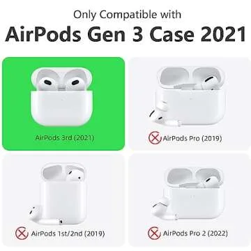 SNBLK Compatible with AirPods 3rd Generation Case Cover 2021, Soft Silicone Shock-Absorbing Protective AirPods 3 Case Skin with Keychain, Support Wireless Charging, Front LED Visible, Light Blue