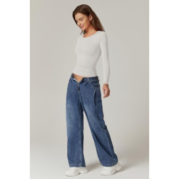 QINSEN Long Sleeve Fitted Crewneck Basic Shirt for Women