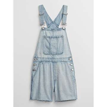 GAP Womens Slouchy Shortall, Light Wash, Medium US