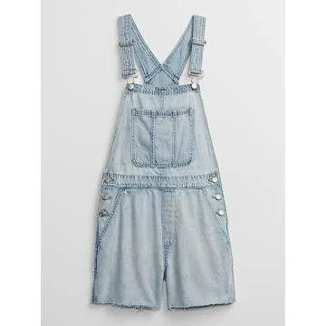GAP Womens Slouchy Shortall, Light Wash, Medium US