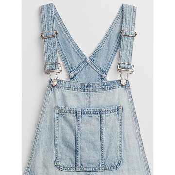 GAP Womens Slouchy Shortall, Light Wash, Medium US