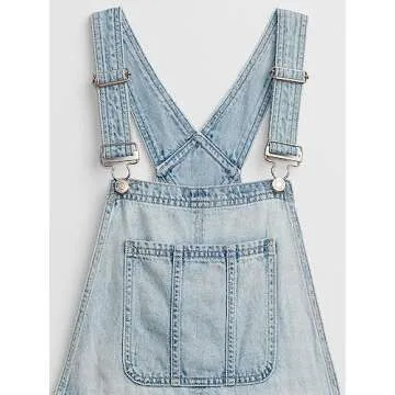 GAP Womens Slouchy Shortall, Light Wash, Medium US