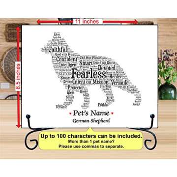 German Shepherd Personalize Dog Wall Art Print | Home Decor Gift Wrapped | Custom Name | Pet Loss Me...