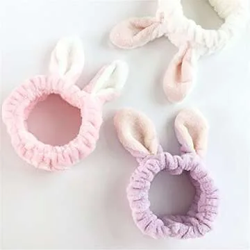 LOVEF 5Pcs Bunny Ear Headband for Women and Kids