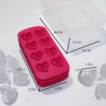 Ice Cube Tray for Freezer Silicone，Podleer Heart Shaped Ice Tray With Lid, Set of 3, 24 PCS Fun Sh...